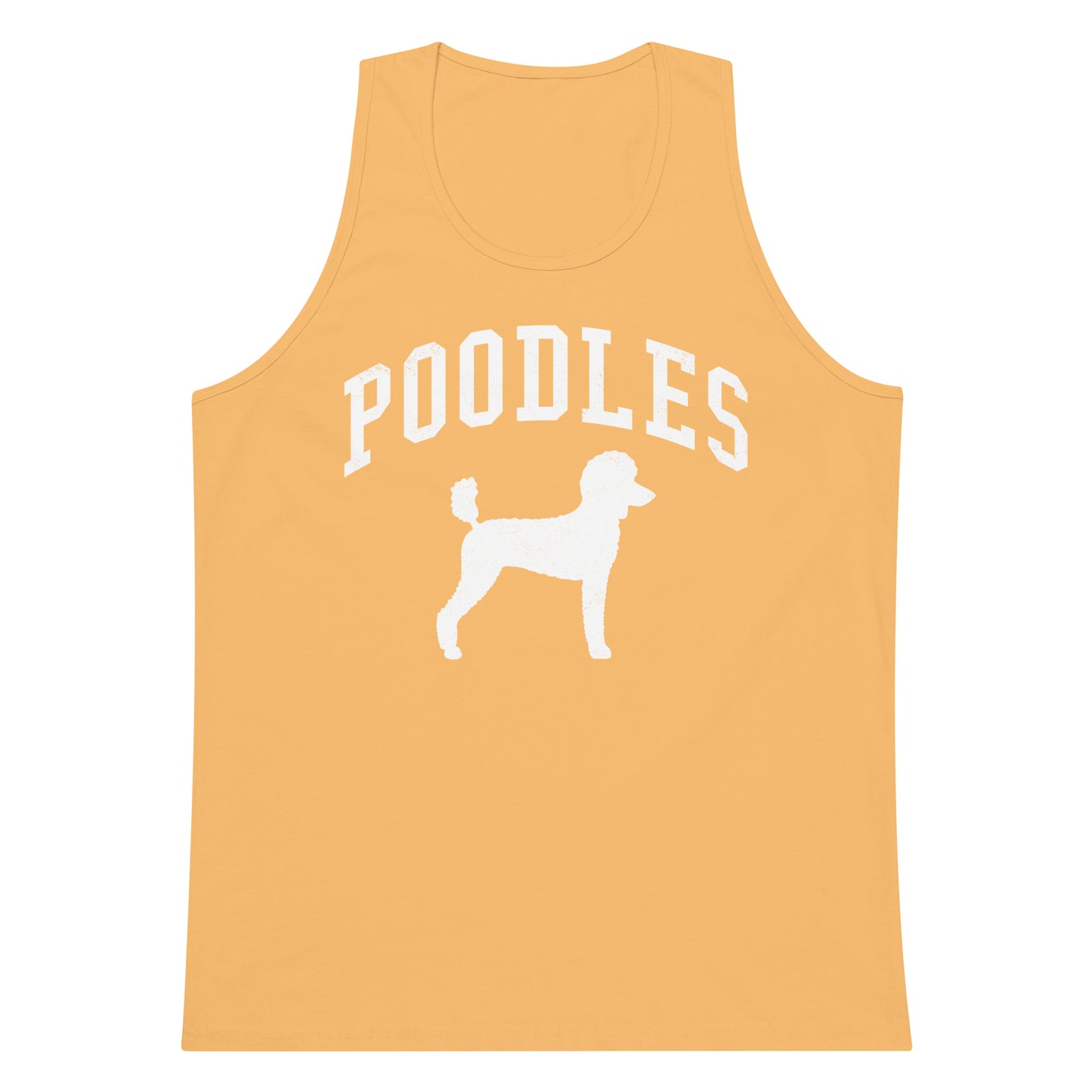 Poodles Collegiate Men’s Premium Tank Top, with Distressed Print