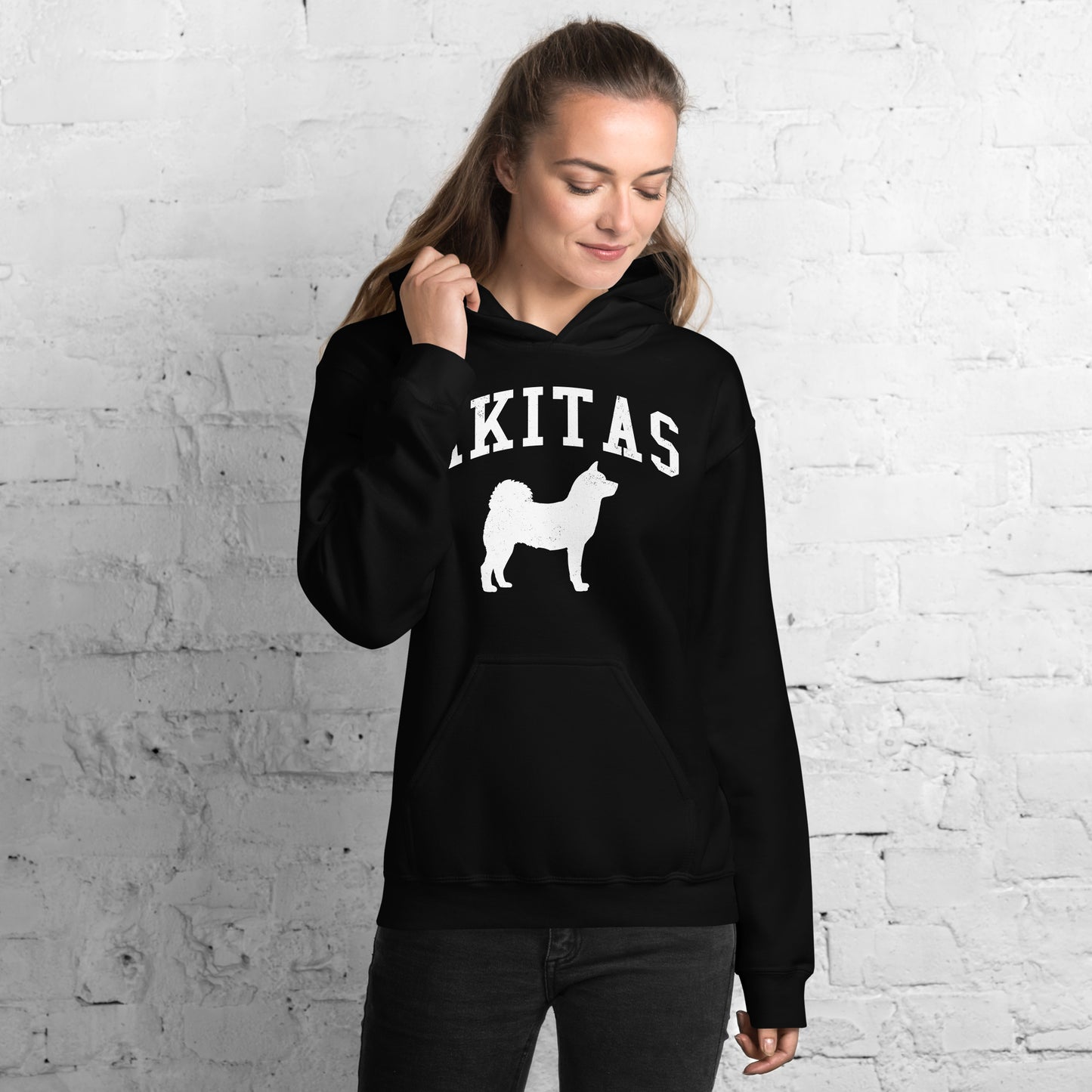 Akitas Collegiate Hoodie, with Distressed Print