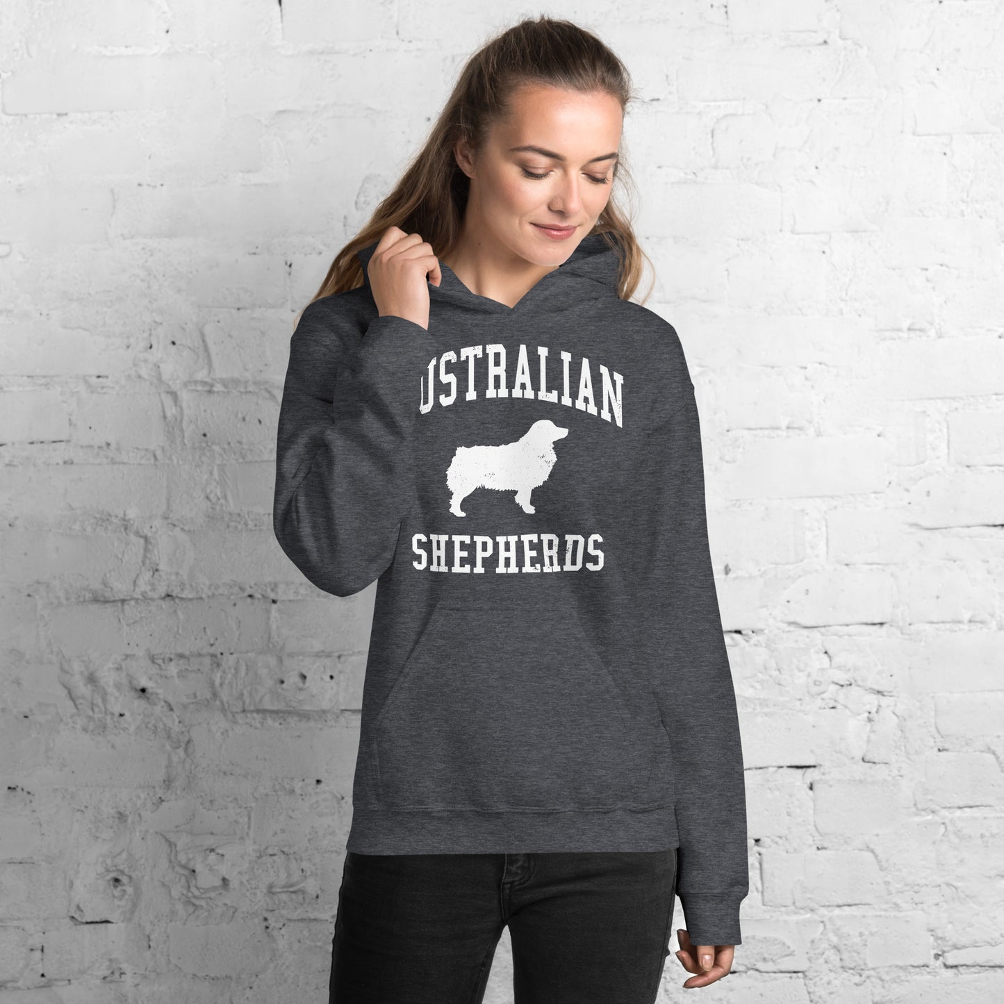 Australian Shepherds Collegiate Hoodie, with Distressed Print