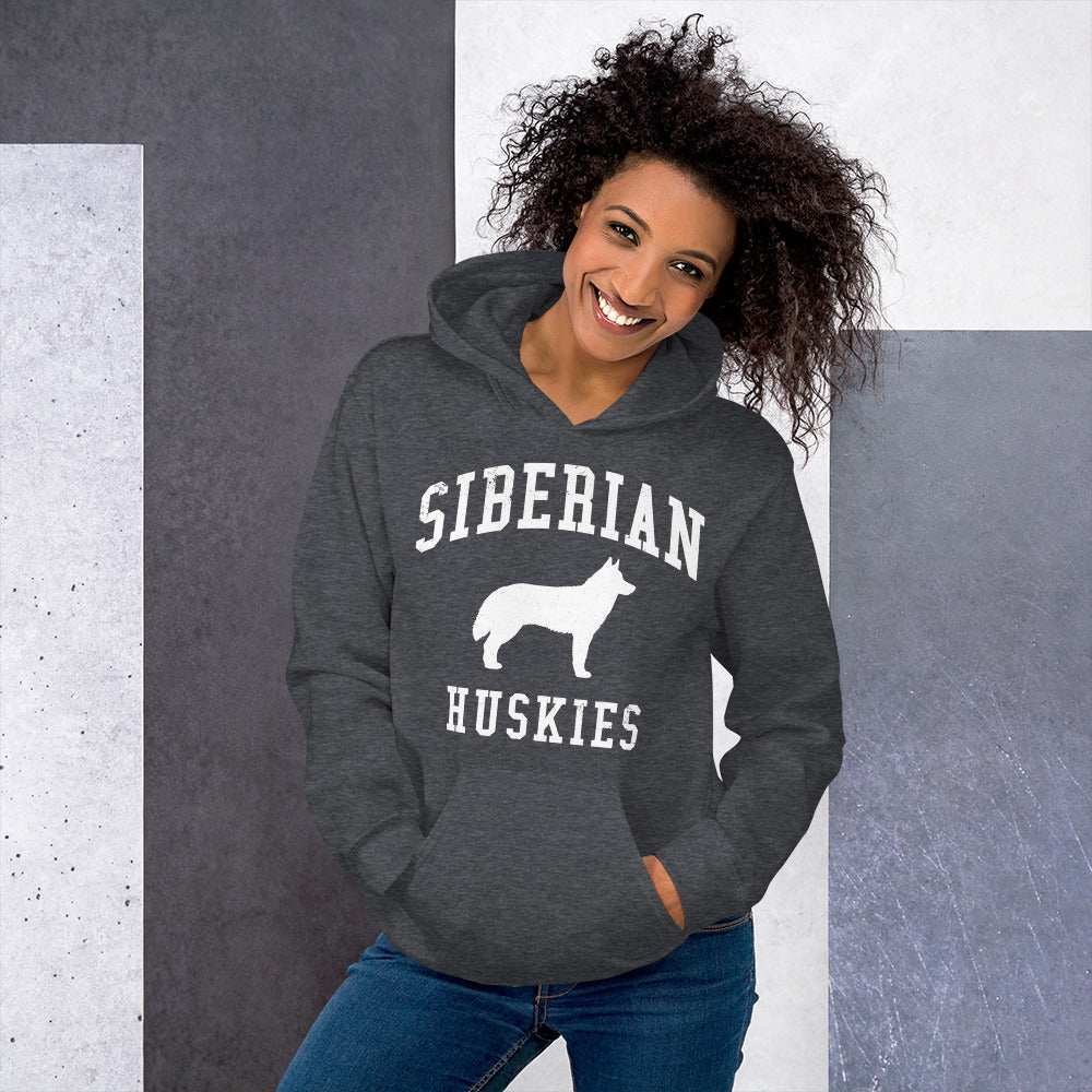 Siberian Huskies Collegiate Hoodie, with Distressed Print