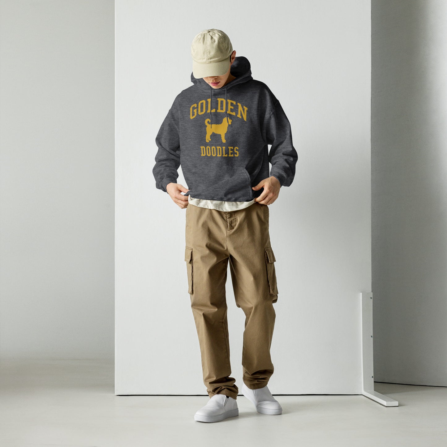 Golden Doodles Collegiate Hoodie, with Gold Distressed Print