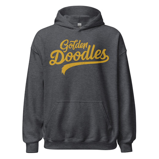 Golden Doodles Script Hoodie, with Gold Distressed Print