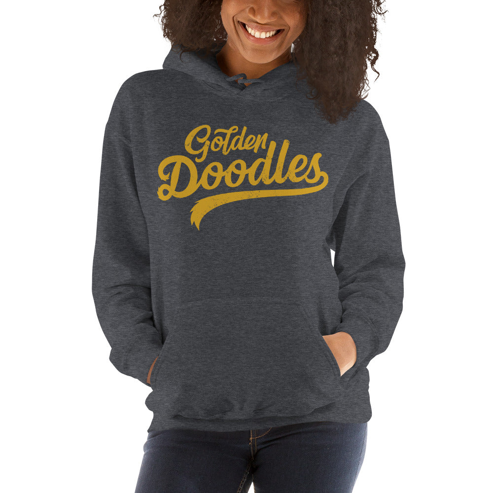 Golden Doodles Script Hoodie, with Gold Distressed Print