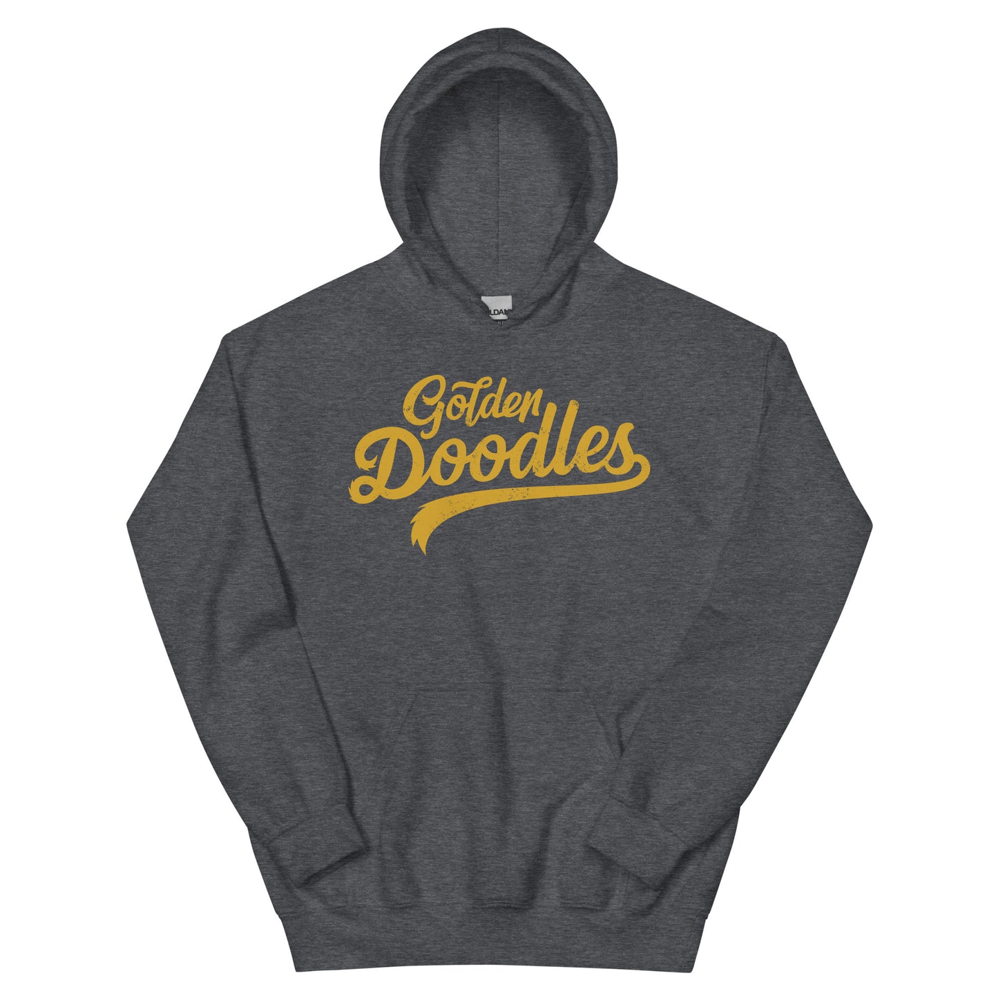 Golden Doodles Script Hoodie, with Gold Distressed Print