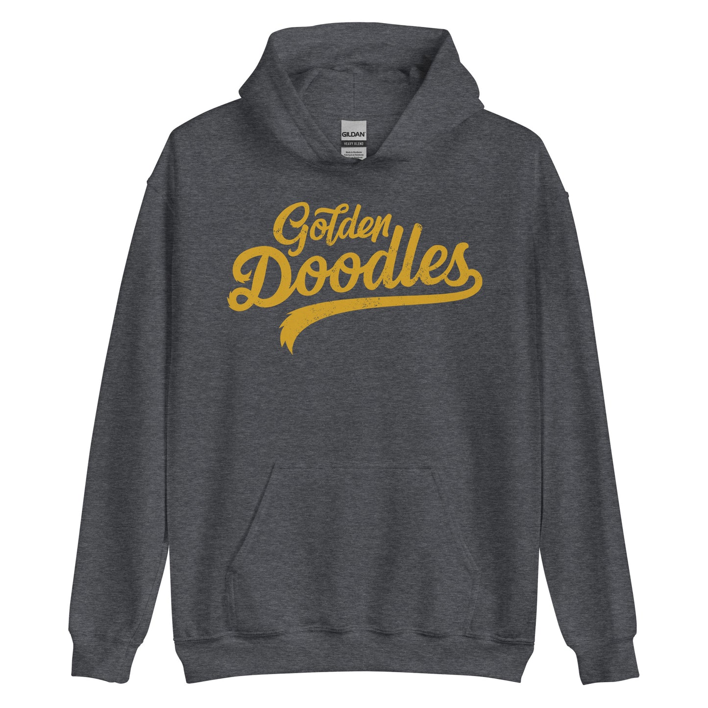 Golden Doodles Script Hoodie, with Gold Distressed Print