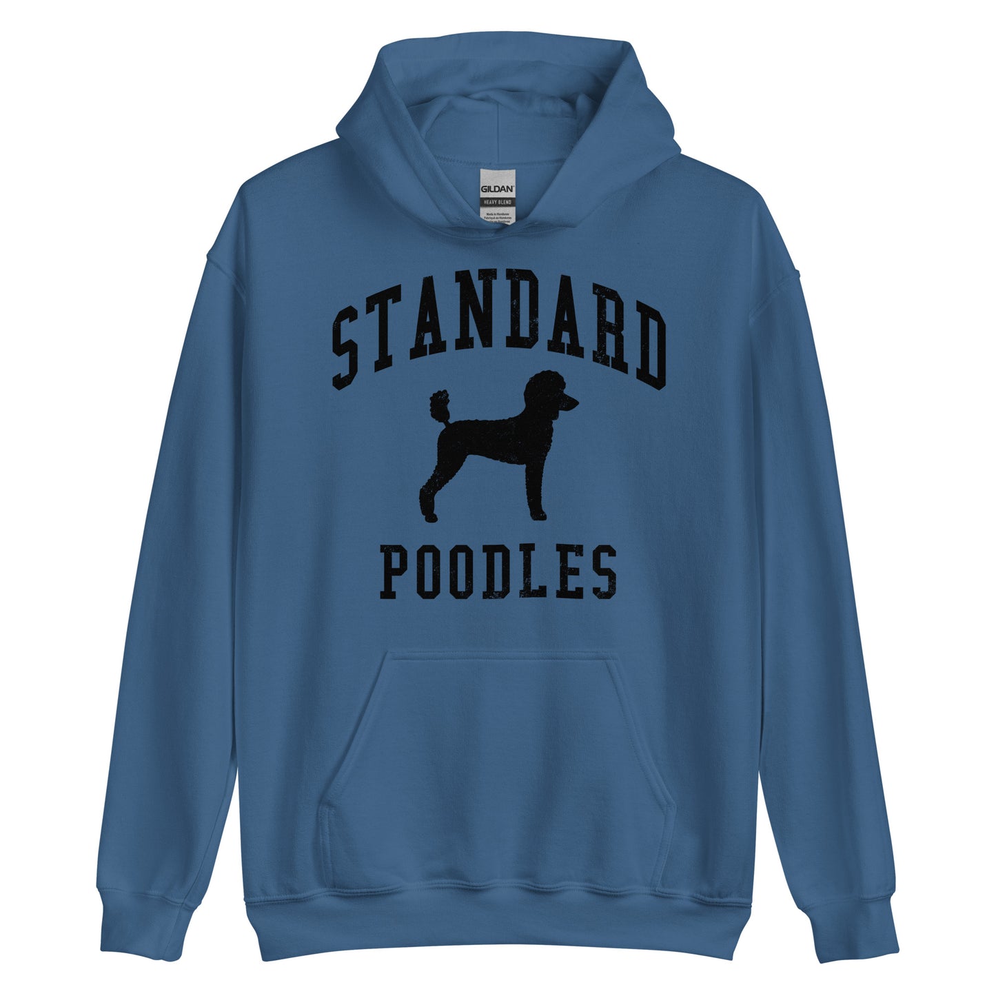 Standard Poodles Collegiate Hoodie, Blue with Black Distressed Print