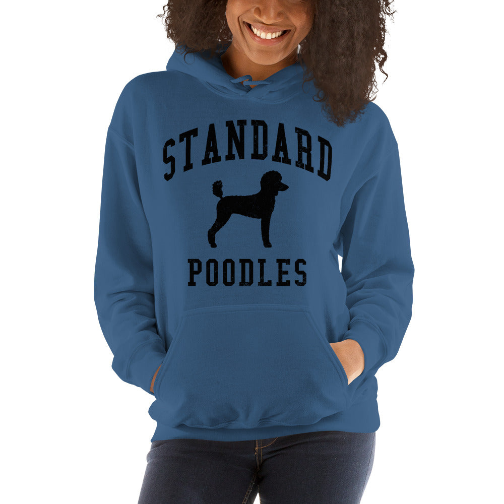 Standard Poodles Collegiate Hoodie, Blue with Black Distressed Print