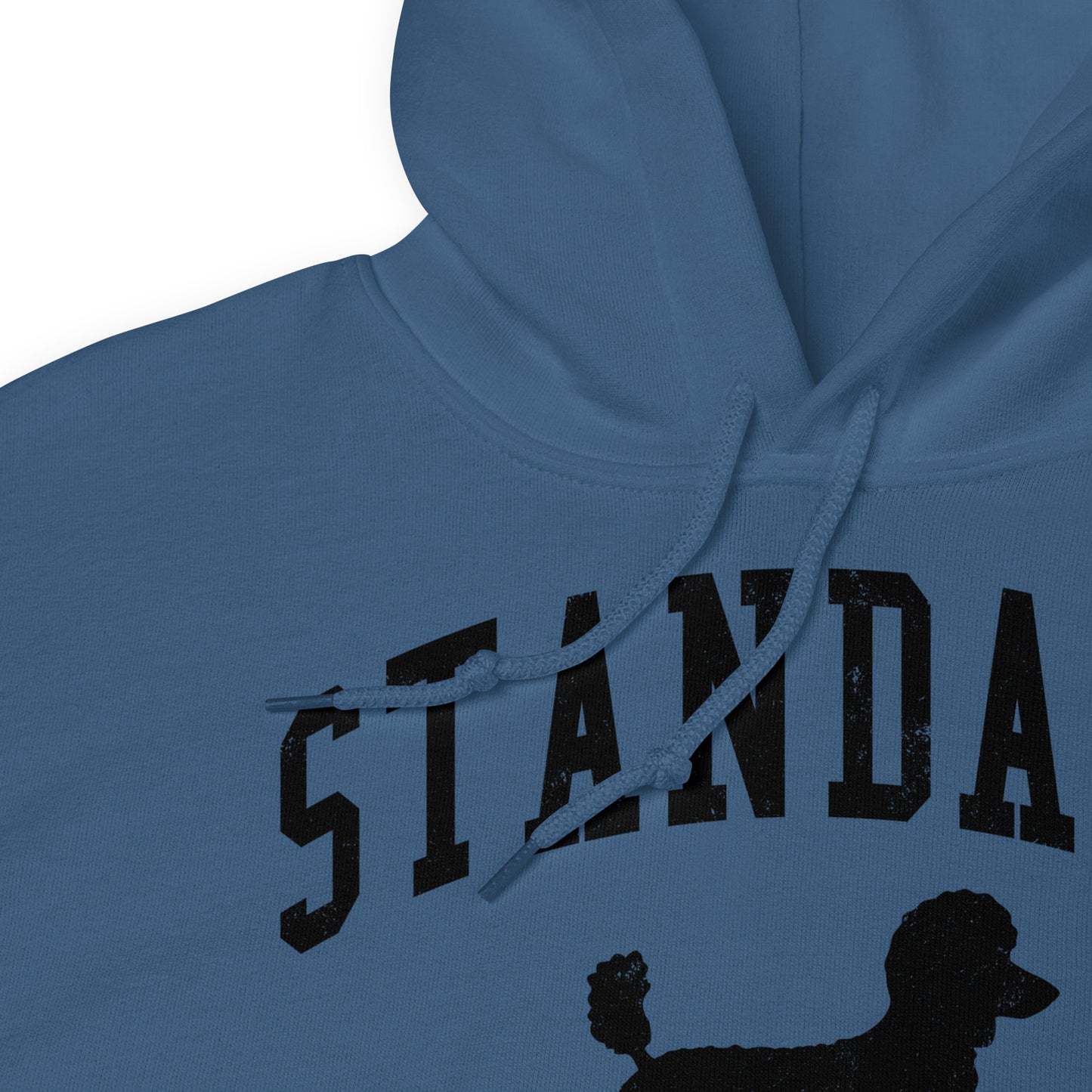 Standard Poodles Collegiate Hoodie, Blue with Black Distressed Print