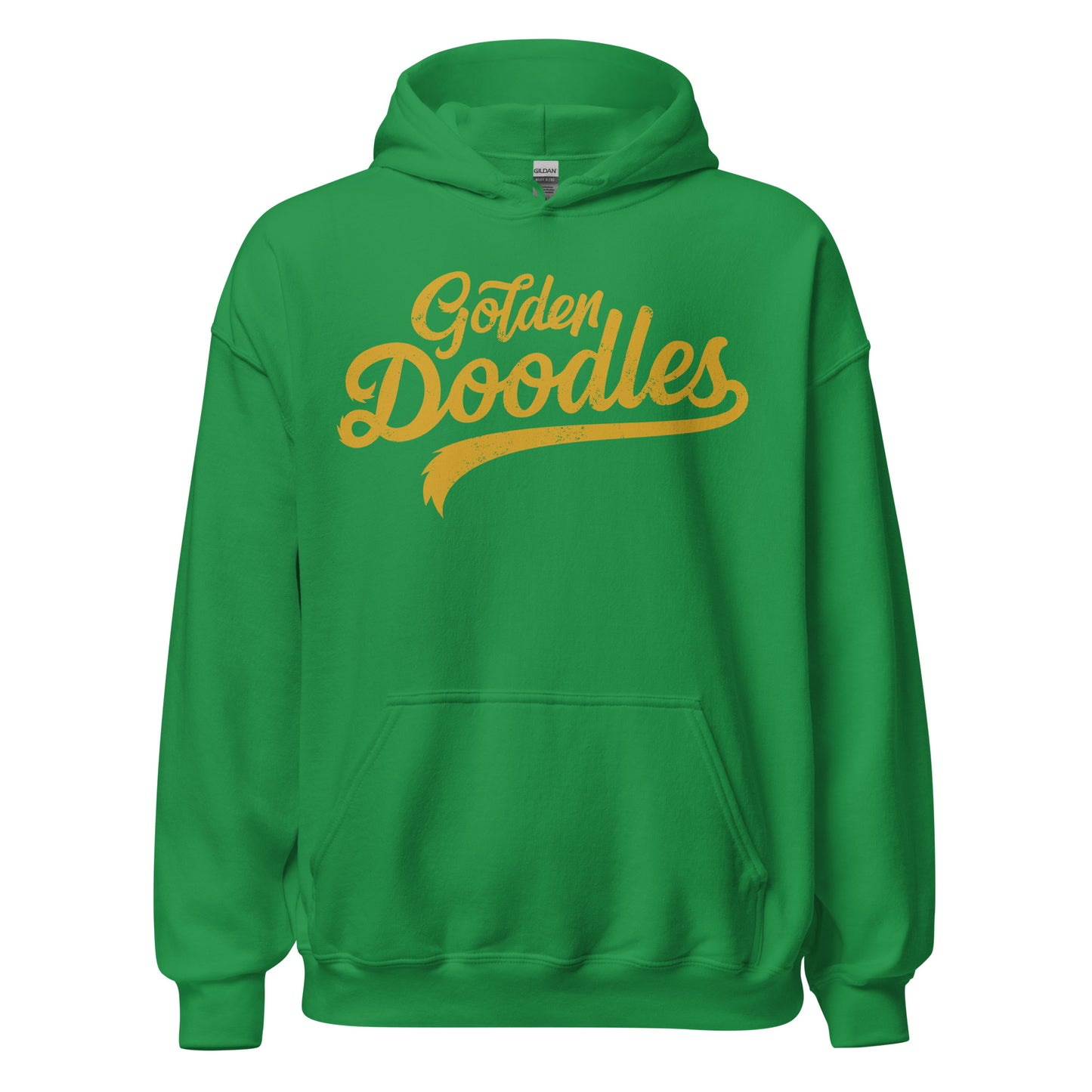 Golden Doodles Script Hoodie, with Gold Distressed Print