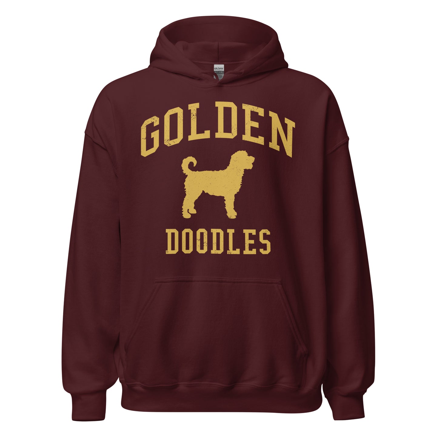 Golden Doodles Collegiate Hoodie, with Gold Distressed Print