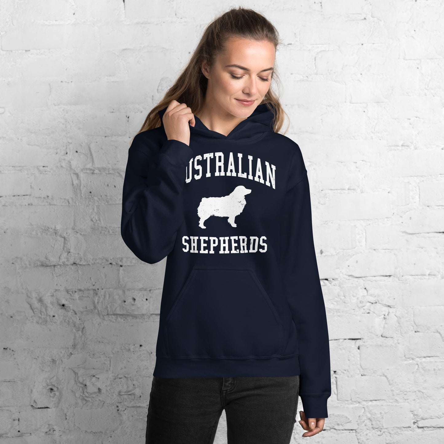 Australian Shepherds Collegiate Hoodie, with Distressed Print