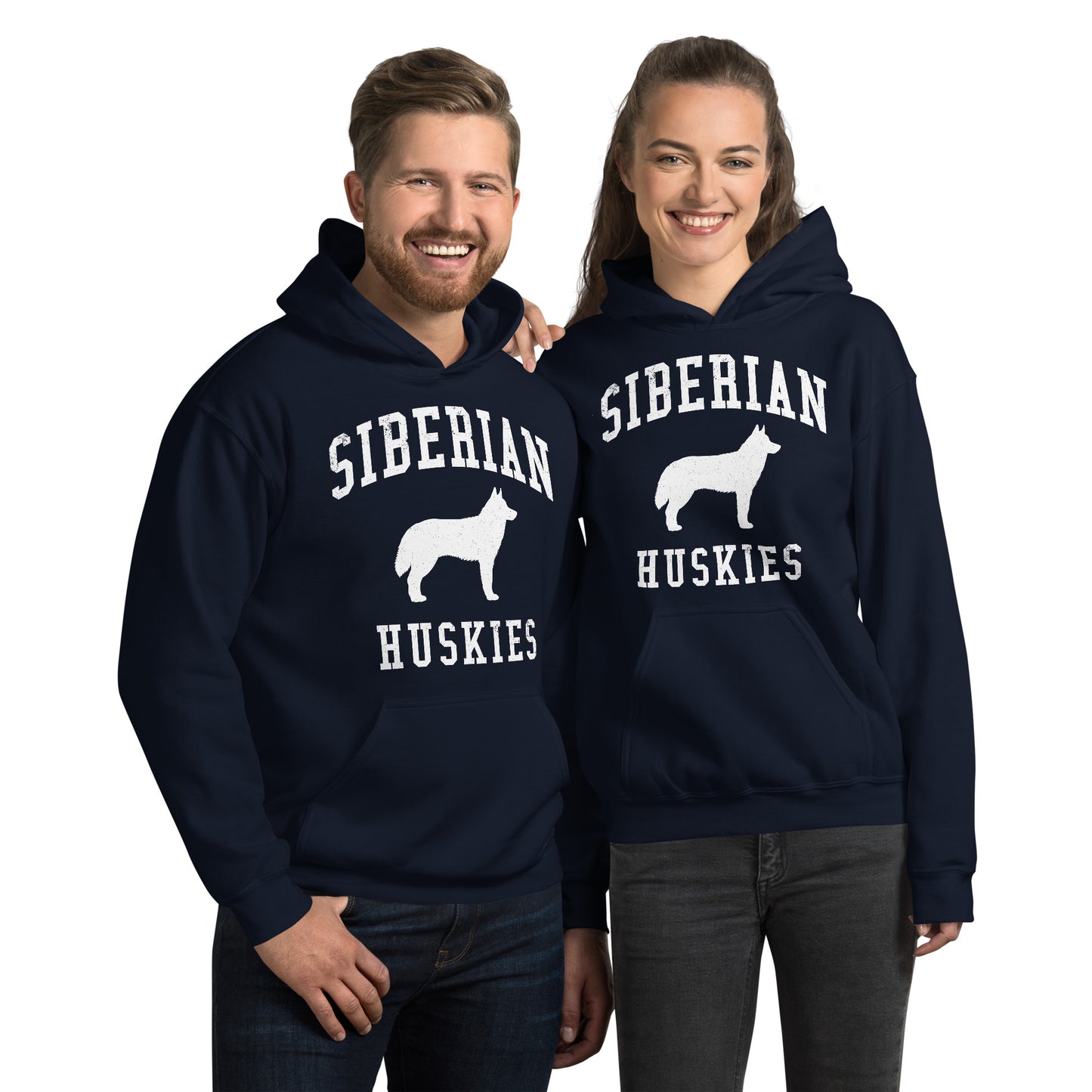 Siberian Huskies Collegiate Hoodie, with Distressed Print