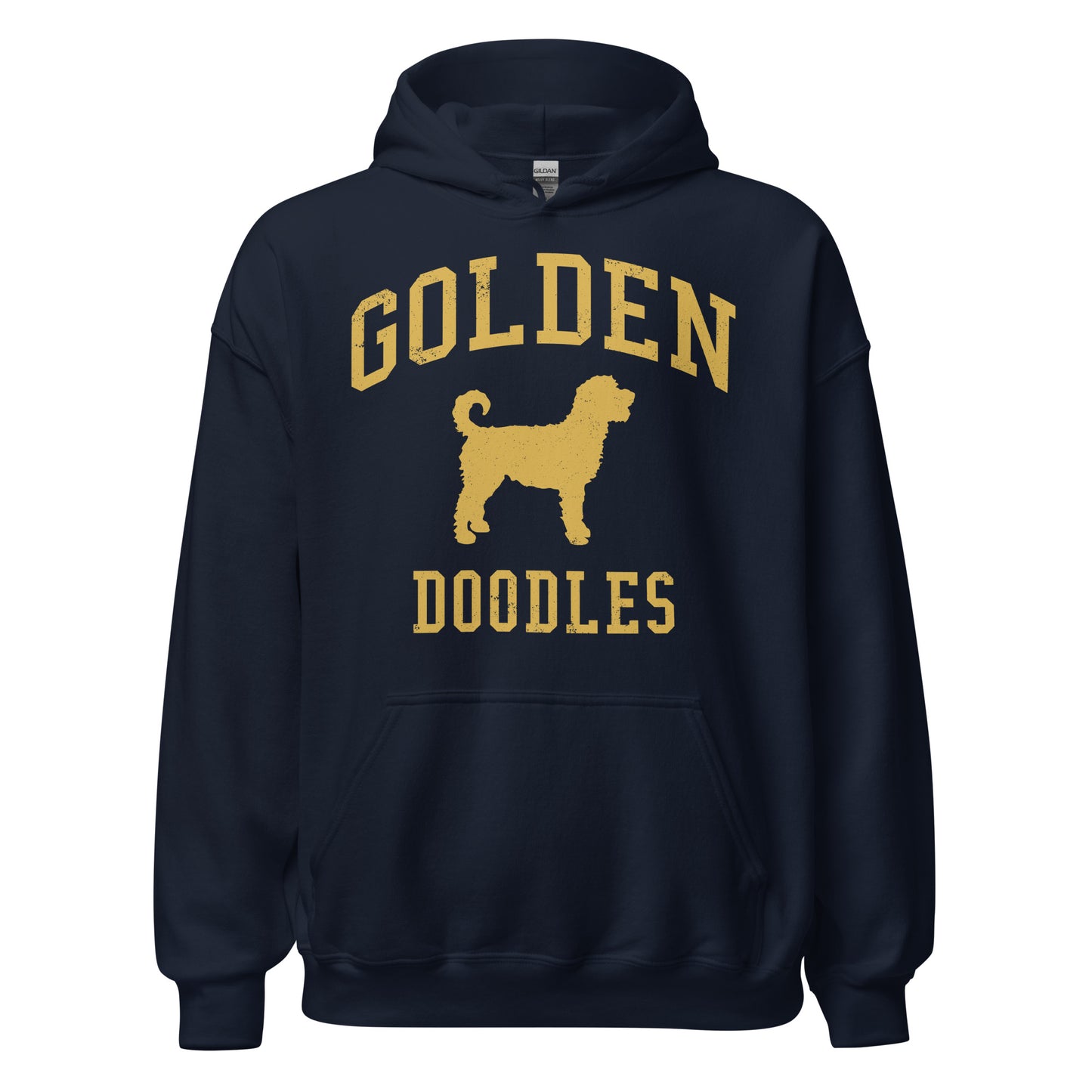 Golden Doodles Collegiate Hoodie, with Gold Distressed Print