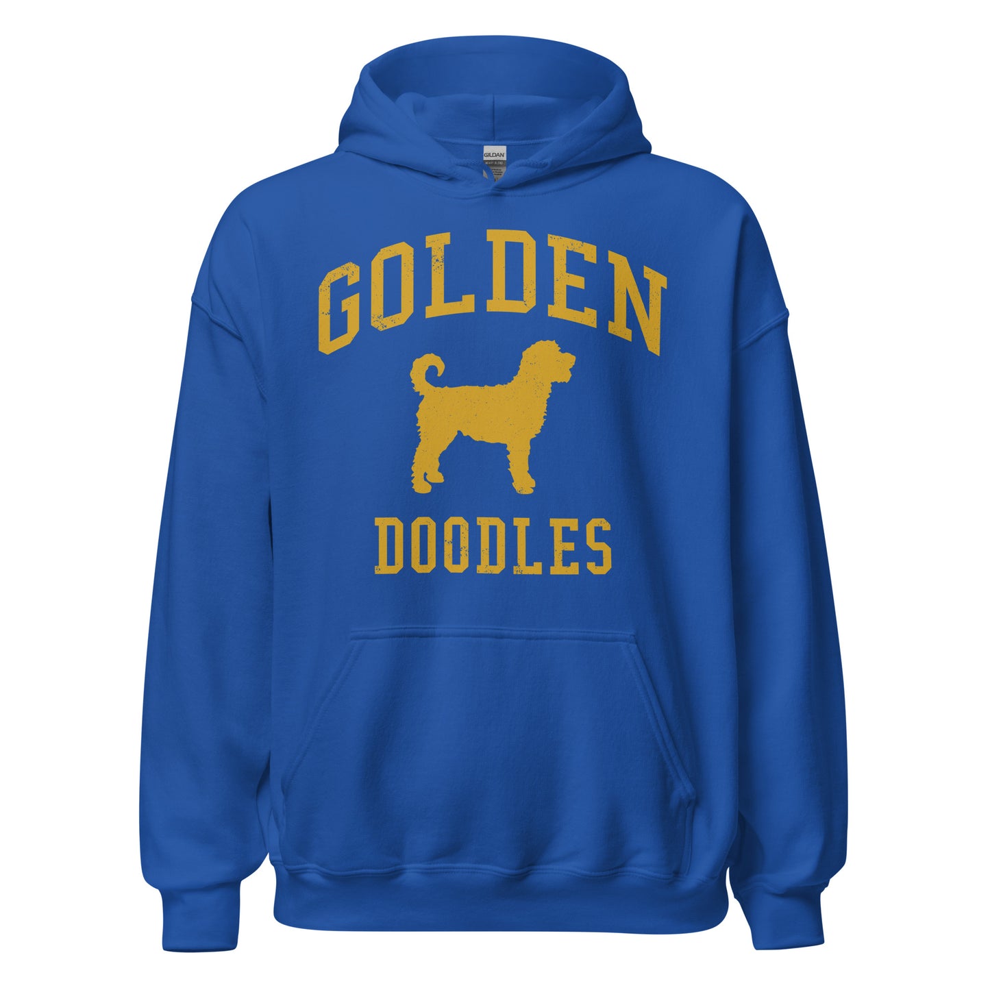 Golden Doodles Collegiate Hoodie, with Gold Distressed Print