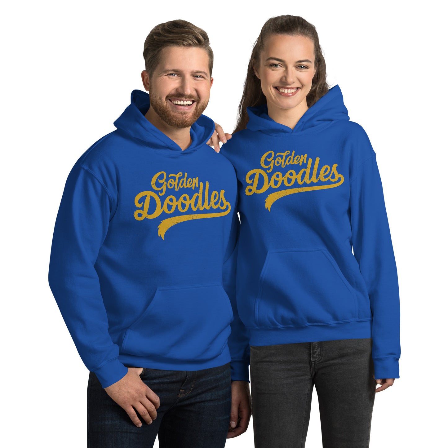 Golden Doodles Script Hoodie, with Gold Distressed Print