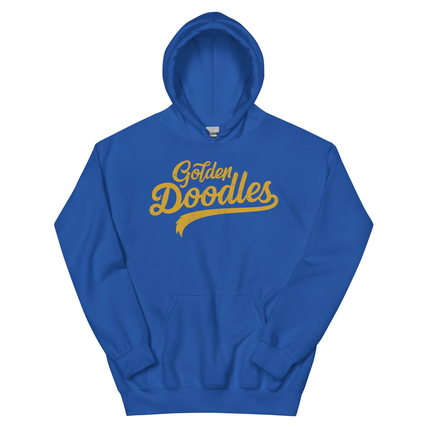 Golden Doodles Script Hoodie, with Gold Distressed Print