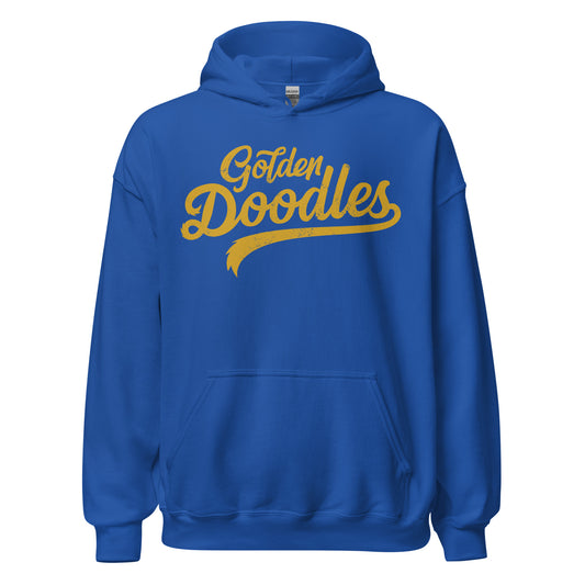 Golden Doodles Script Hoodie, with Gold Distressed Print