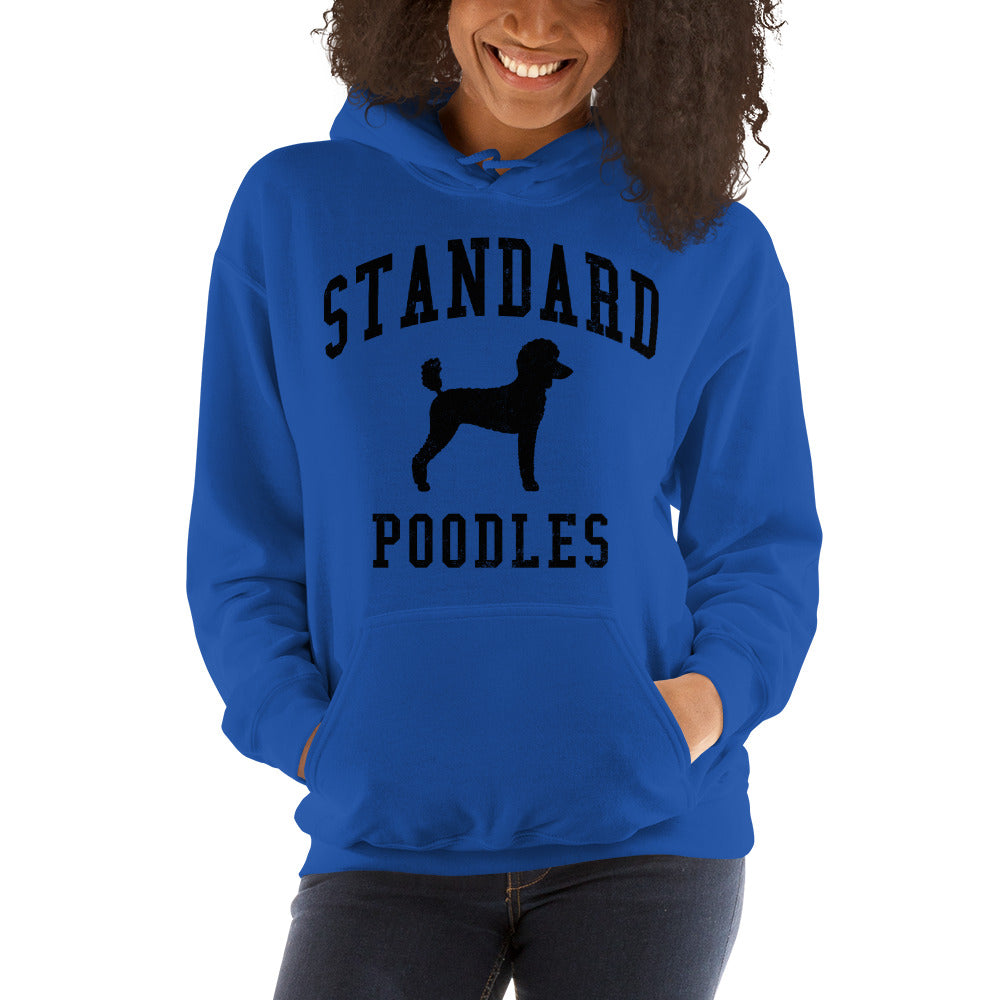 Standard Poodles Collegiate Hoodie, Blue with Black Distressed Print