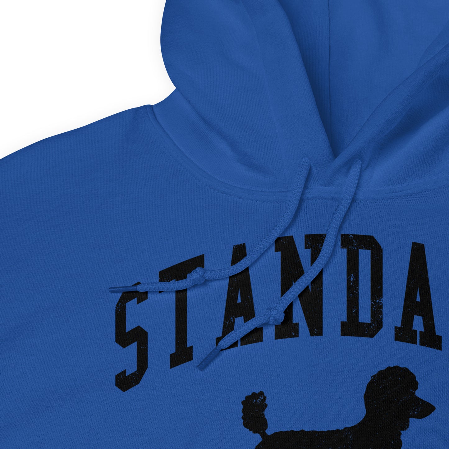 Standard Poodles Collegiate Hoodie, Blue with Black Distressed Print