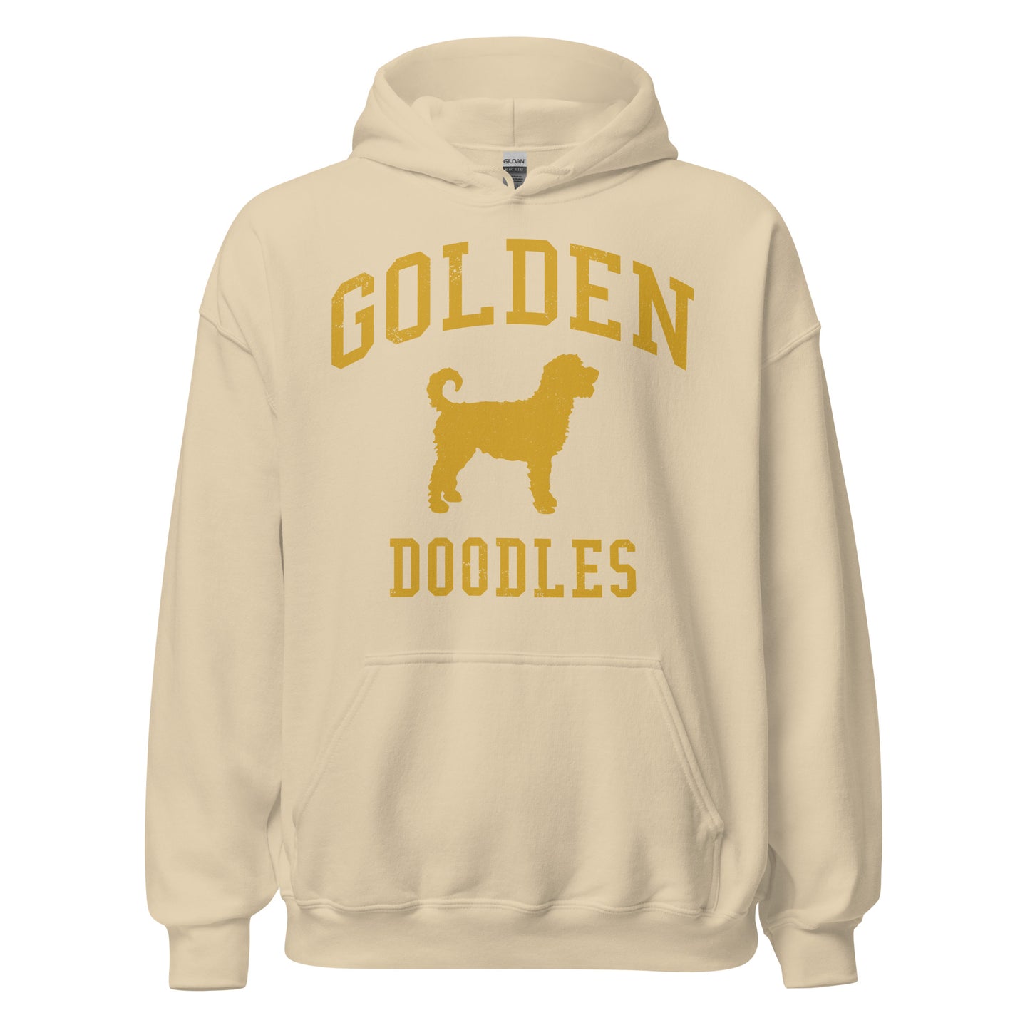 Golden Doodles Collegiate Hoodie, with Gold Distressed Print