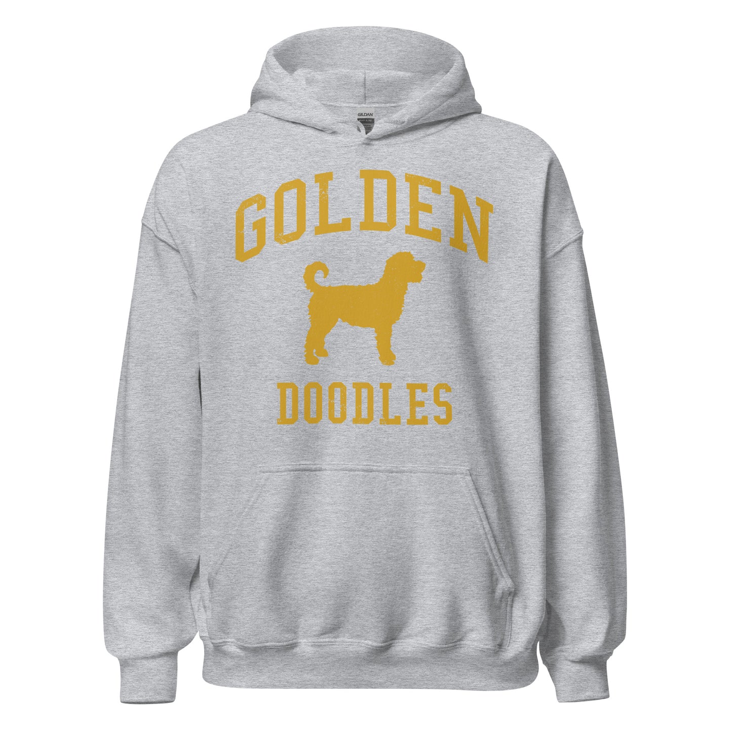 Golden Doodles Collegiate Hoodie, with Gold Distressed Print