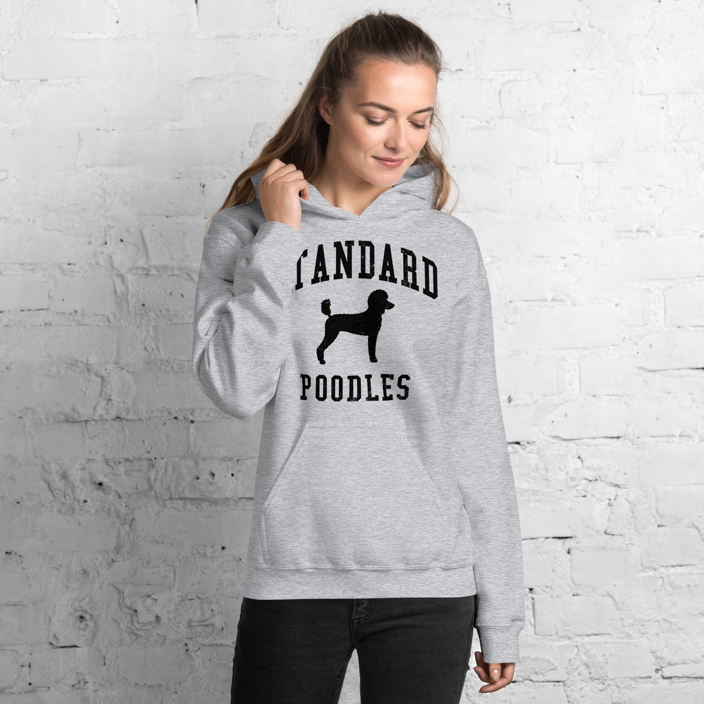 Standard Poodles Collegiate Hoodie, with Black Distressed Print