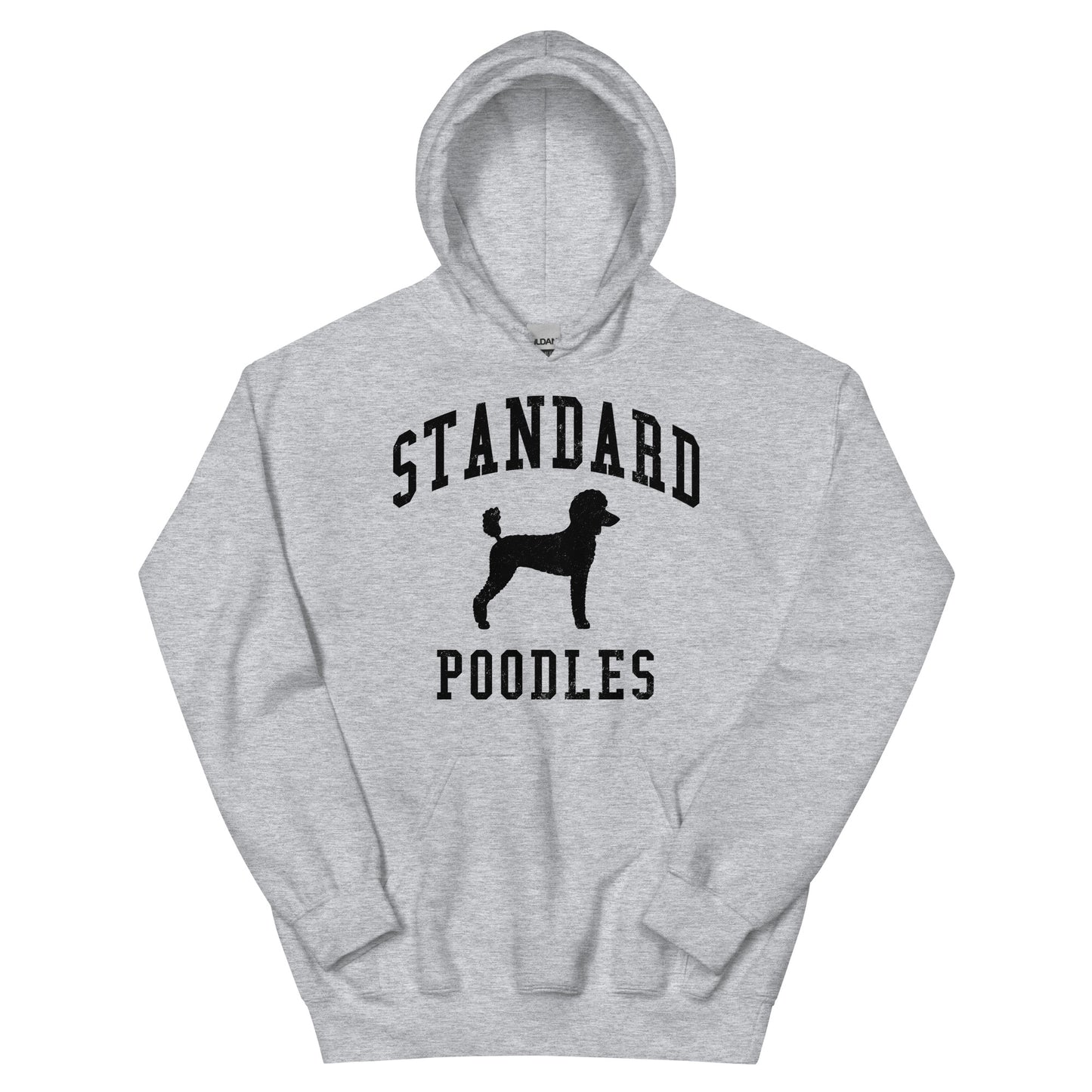 Standard Poodles Collegiate Hoodie, with Black Distressed Print