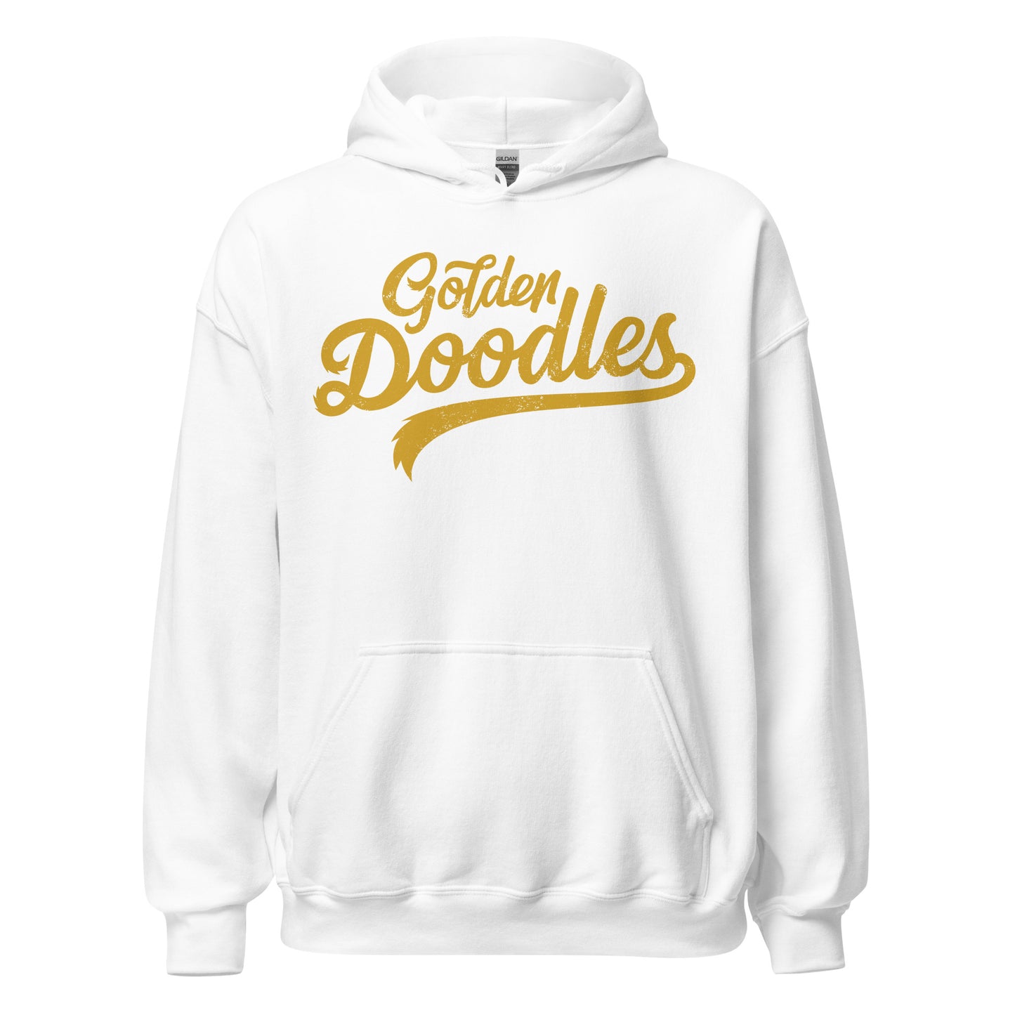 Golden Doodles Script Hoodie, with Gold Distressed Print