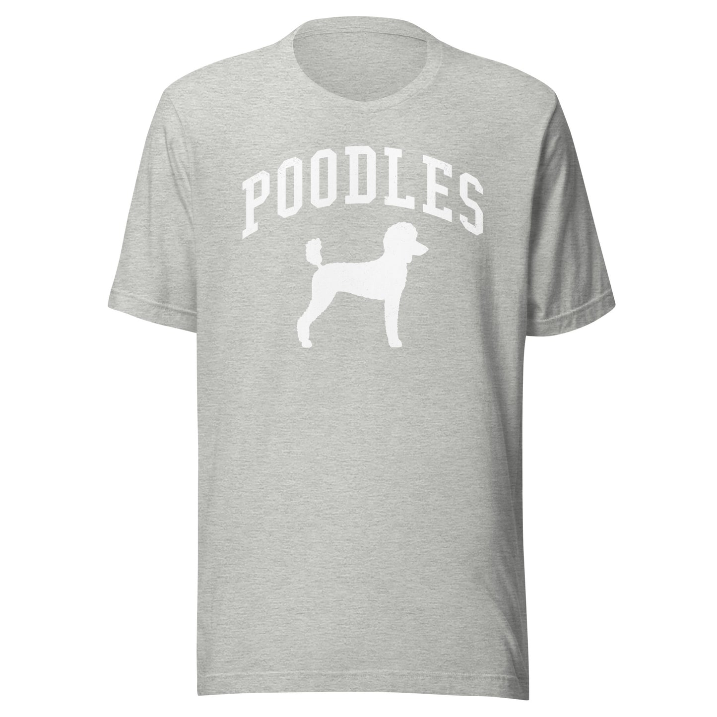 Poodles, Collegiate Unisex Short Sleeve Tee, Classic Colors, Distressed Print