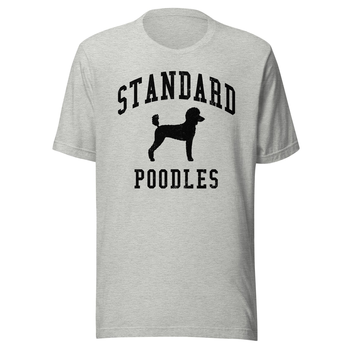 Standard Poodles, Collegiate Unisex Short Sleeve Tee, Black Distressed Print