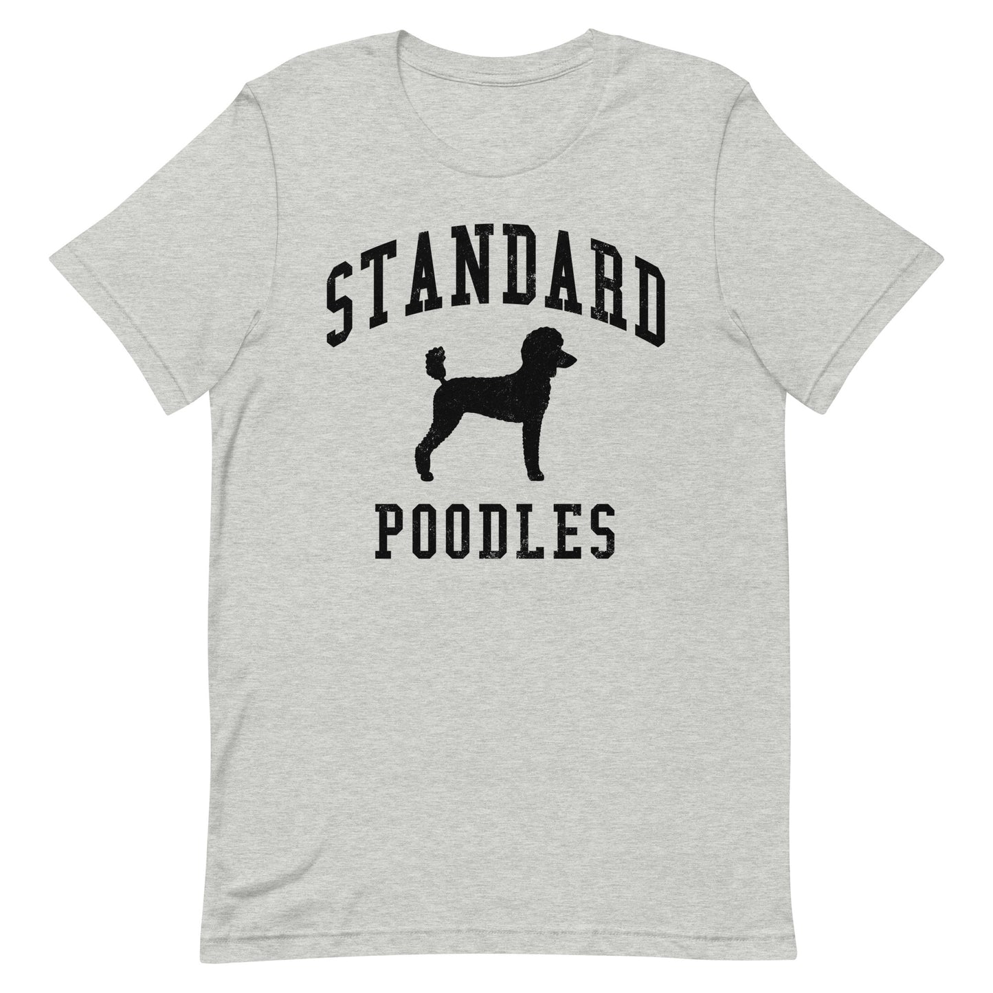 Standard Poodles, Collegiate Unisex Short Sleeve Tee, Black Distressed Print