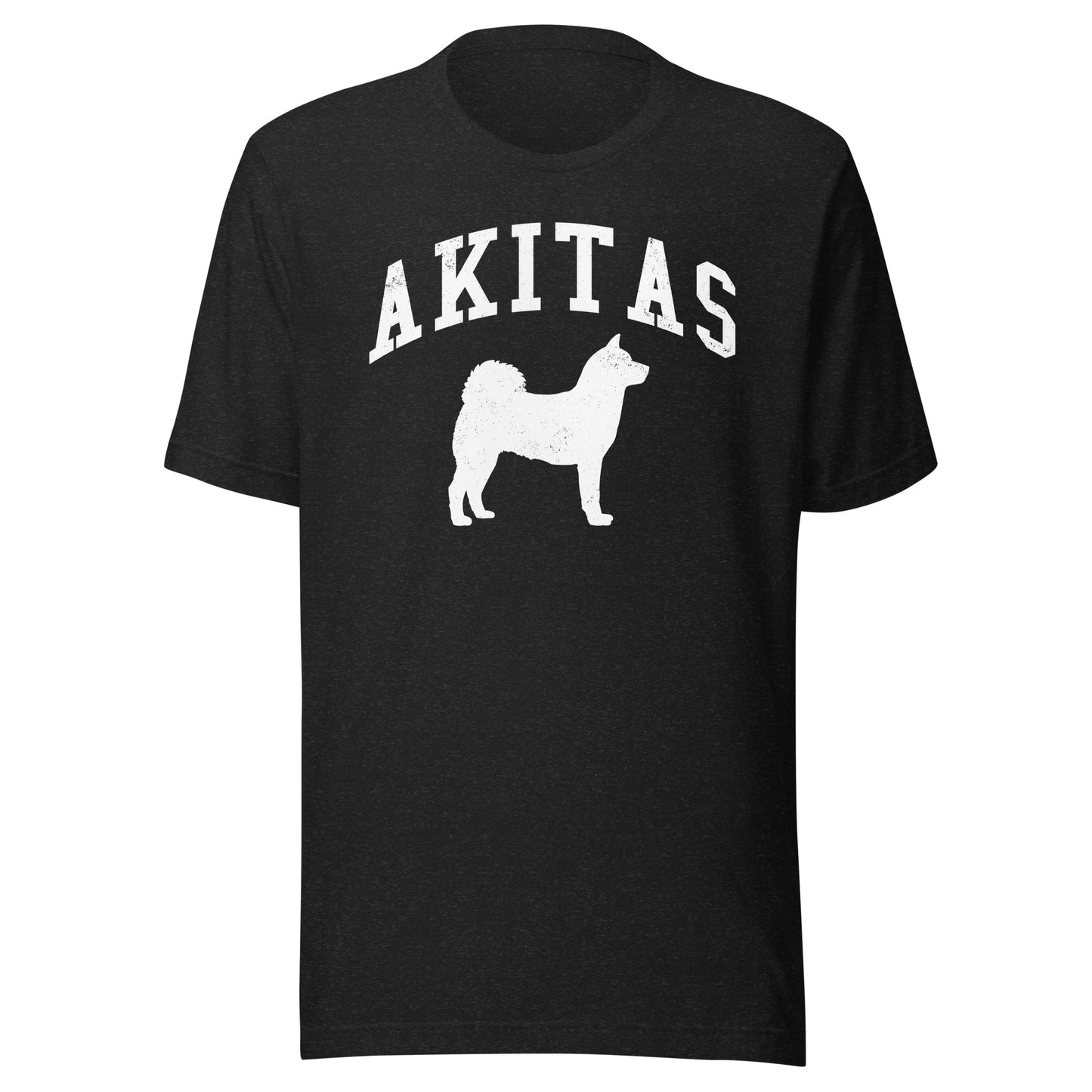 Akitas, Collegiate Unisex Short Sleeve Tee, Classic Colors, Distressed Print