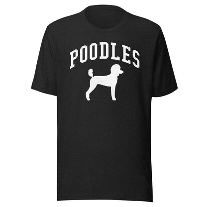 Poodles, Collegiate Unisex Short Sleeve Tee, Classic Colors, Distressed Print