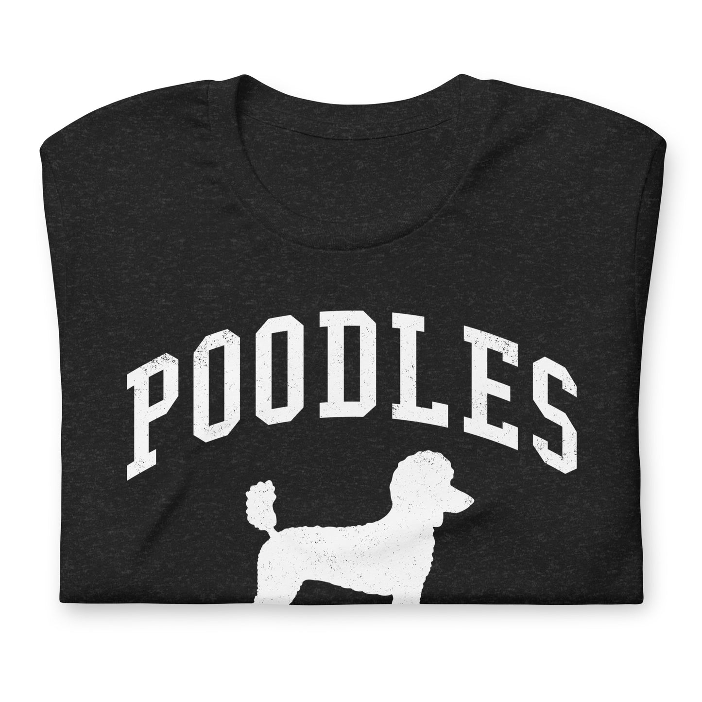 Poodles, Collegiate Unisex Short Sleeve Tee, Classic Colors, Distressed Print