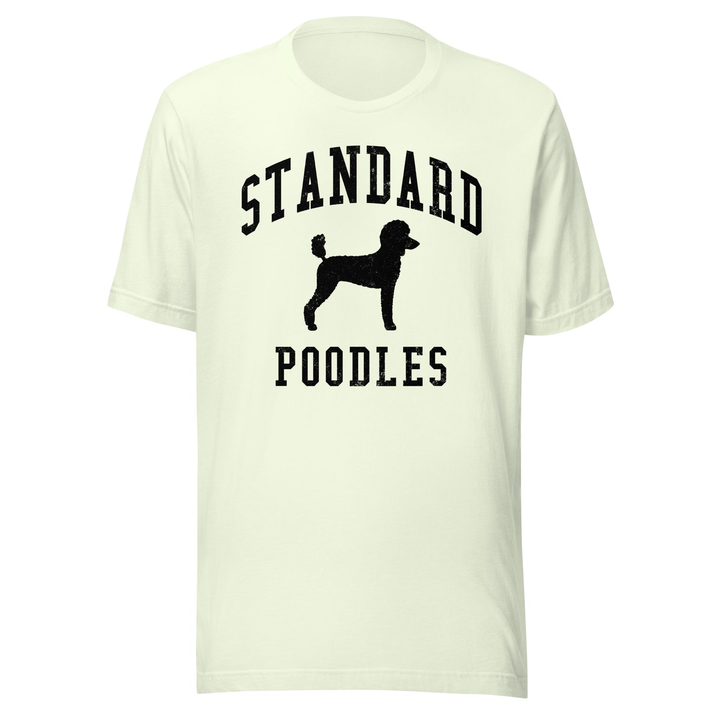 Standard Poodles, Collegiate Unisex Short Sleeve Tee, Black Distressed Print