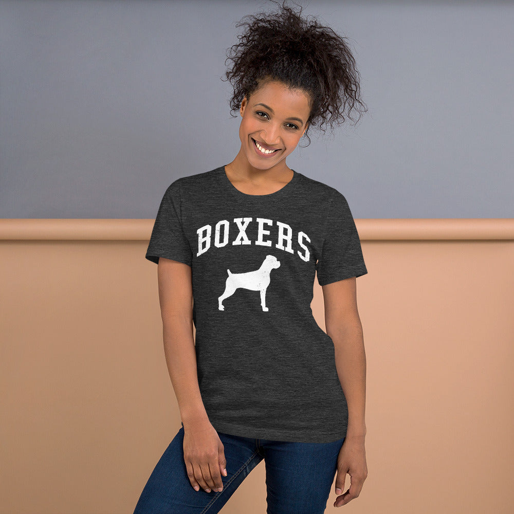 Boxers, Collegiate Unisex Short Sleeve Tee, Classic Colors, Distressed Print