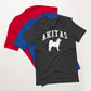 Akitas, Collegiate Unisex Short Sleeve Tee, Classic Colors, Distressed Print