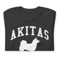 Akitas, Collegiate Unisex Short Sleeve Tee, Classic Colors, Distressed Print