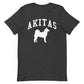 Akitas, Collegiate Unisex Short Sleeve Tee, Classic Colors, Distressed Print