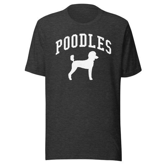 Poodles, Collegiate Unisex Short Sleeve Tee, Classic Colors, Distressed Print