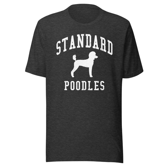 Standard Poodles, Collegiate Unisex Short Sleeve Tee, Classic Colors, Distressed Print