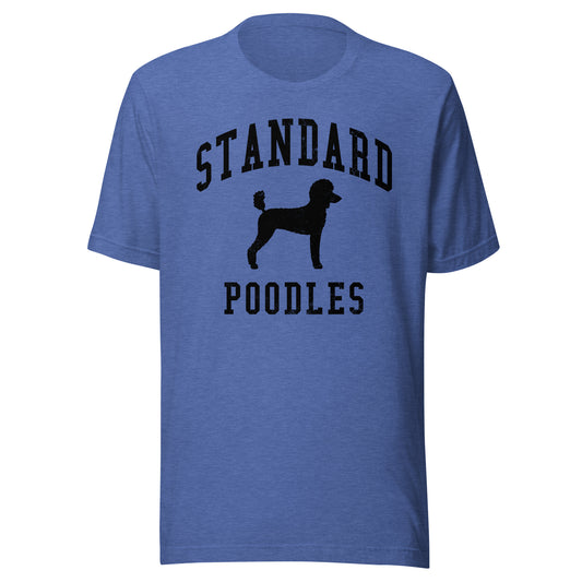 Standard Poodles, Collegiate Unisex Short Sleeve Tee, Blue with Black Distressed Print