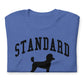 Standard Poodles, Collegiate Unisex Short Sleeve Tee, Blue with Black Distressed Print