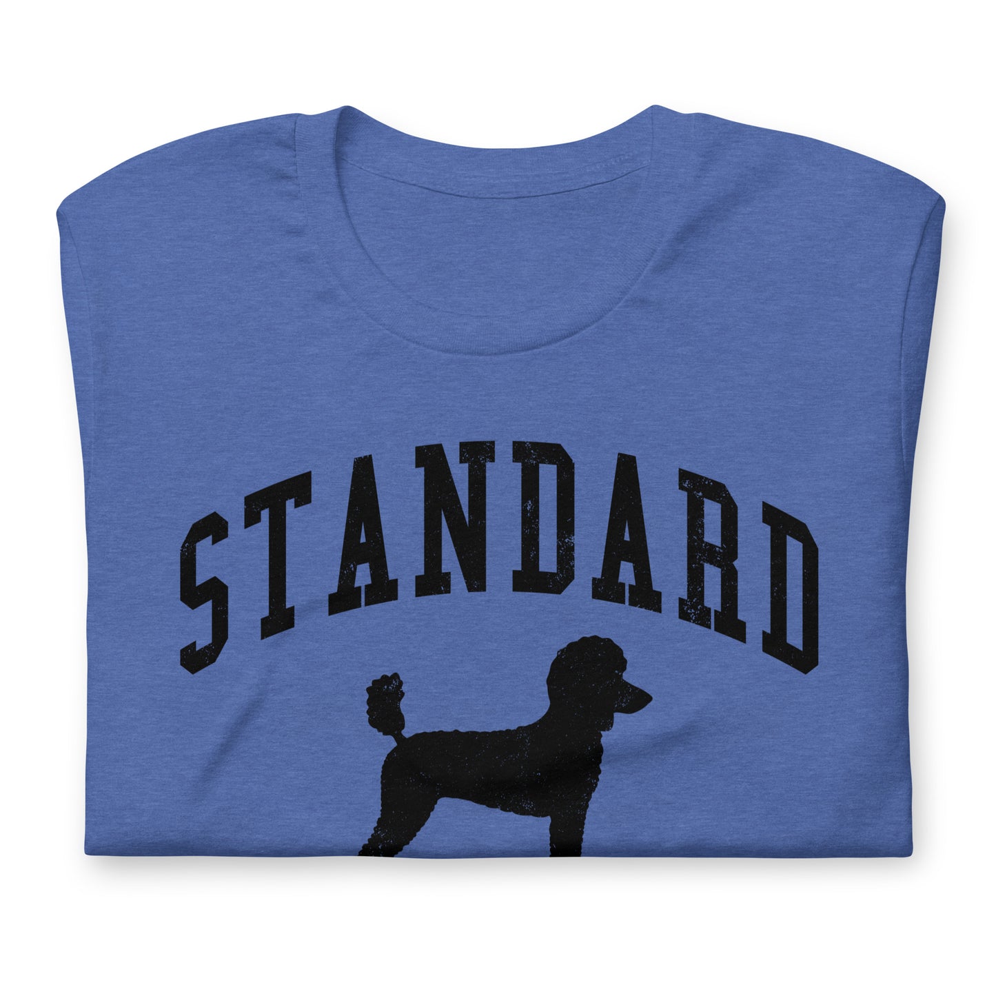 Standard Poodles, Collegiate Unisex Short Sleeve Tee, Blue with Black Distressed Print