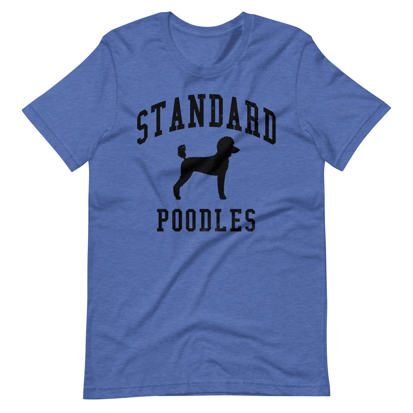 Standard Poodles, Collegiate Unisex Short Sleeve Tee, Blue with Black Distressed Print