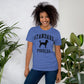 Standard Poodles, Collegiate Unisex Short Sleeve Tee, Blue with Black Distressed Print