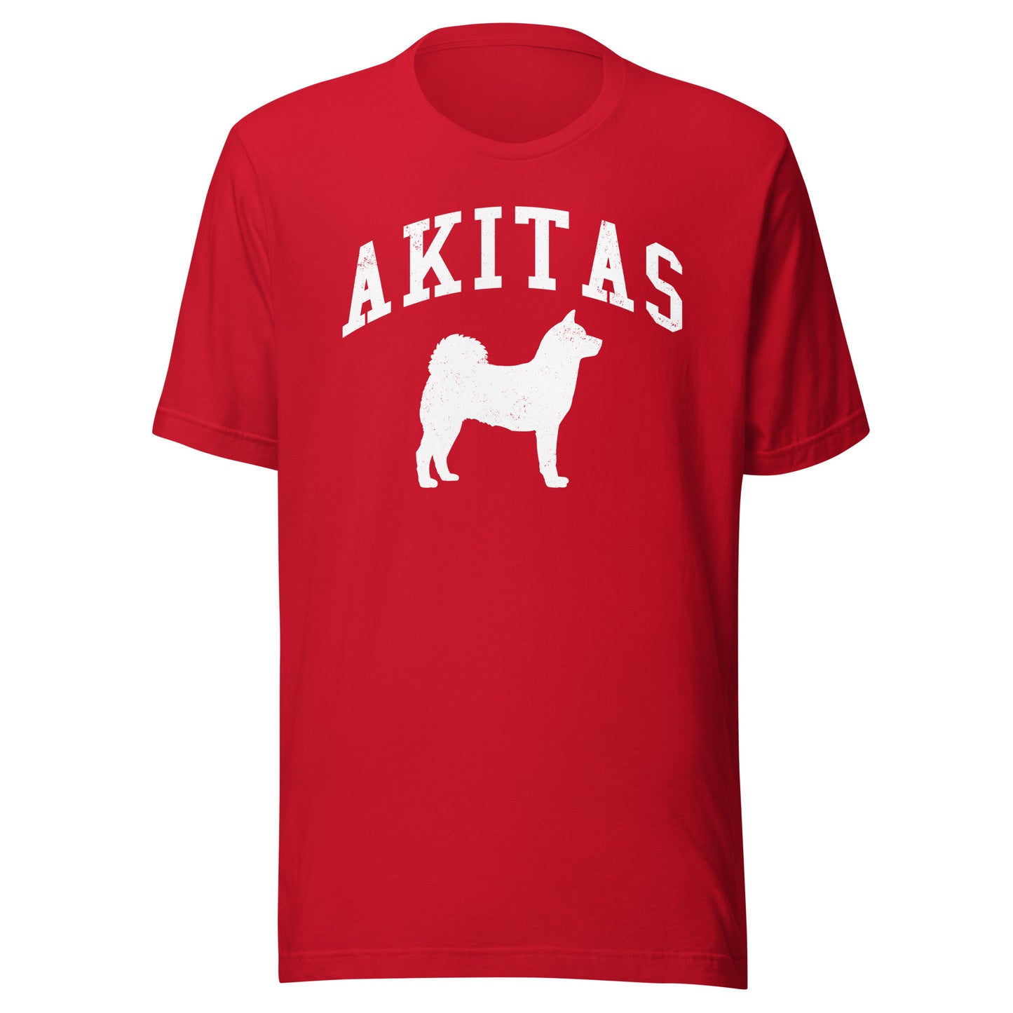 Akitas, Collegiate Unisex Short Sleeve Tee, Classic Colors, Distressed Print