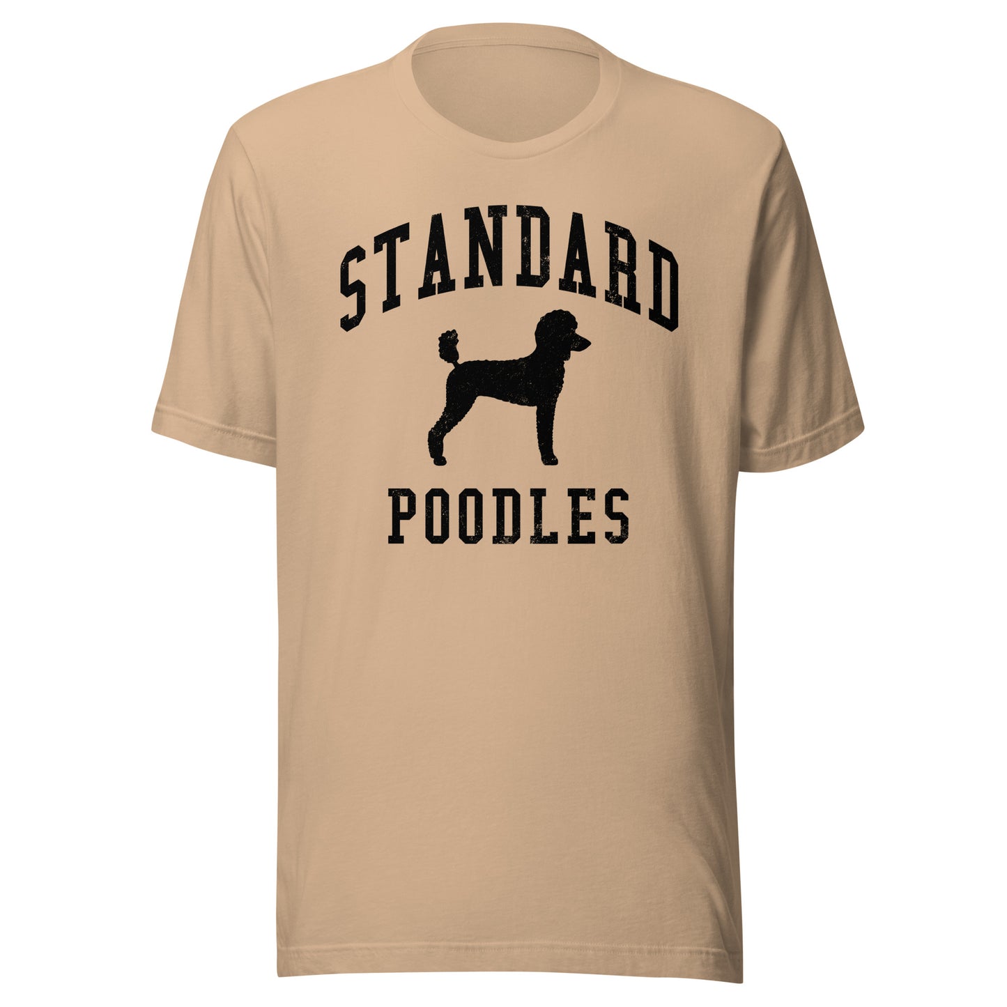 Standard Poodles, Collegiate Unisex Short Sleeve Tee, Black Distressed Print