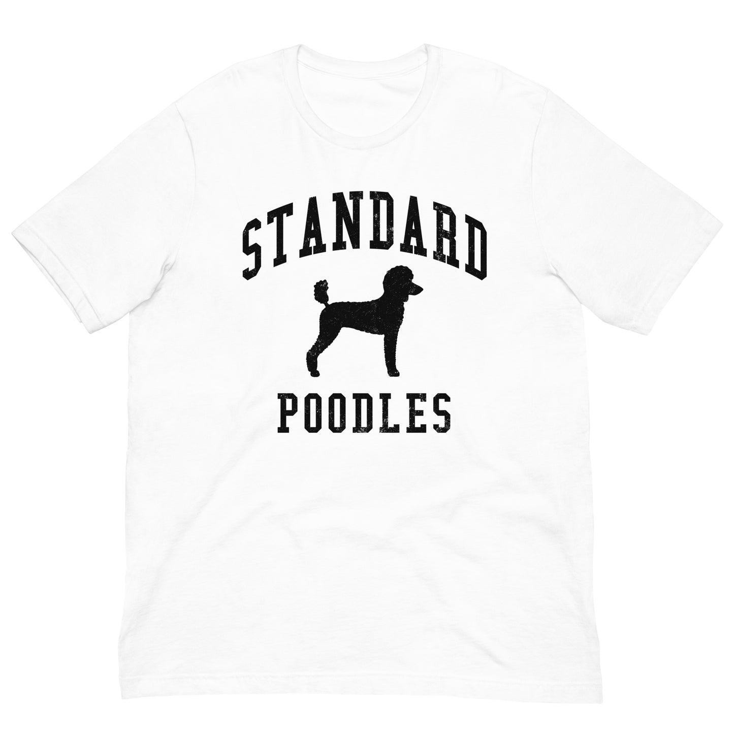 Standard Poodles, Collegiate Unisex Short Sleeve Tee, Black Distressed Print