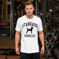 Standard Poodles, Collegiate Unisex Short Sleeve Tee, Black Distressed Print